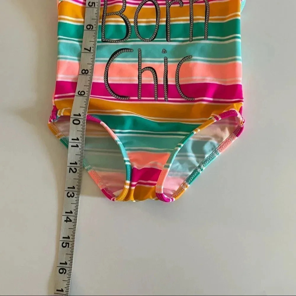Koala Kids multi color bathing suit w/ “Born Chic” wording - Picture 10 of 10